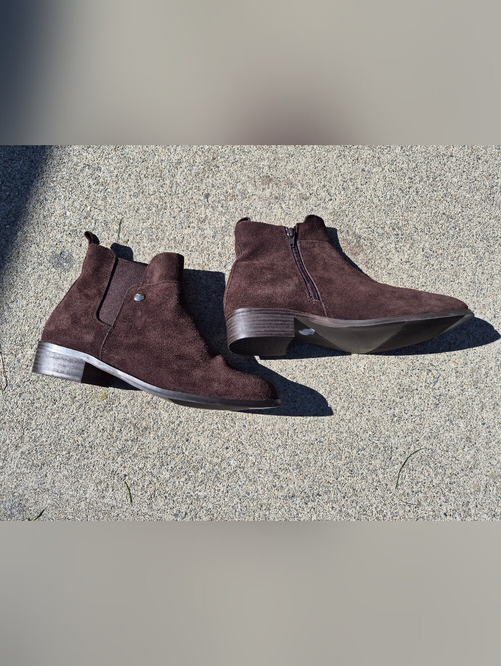 Kate & Mel Brown Suede Ankle Boots - Chelsea Zip Style